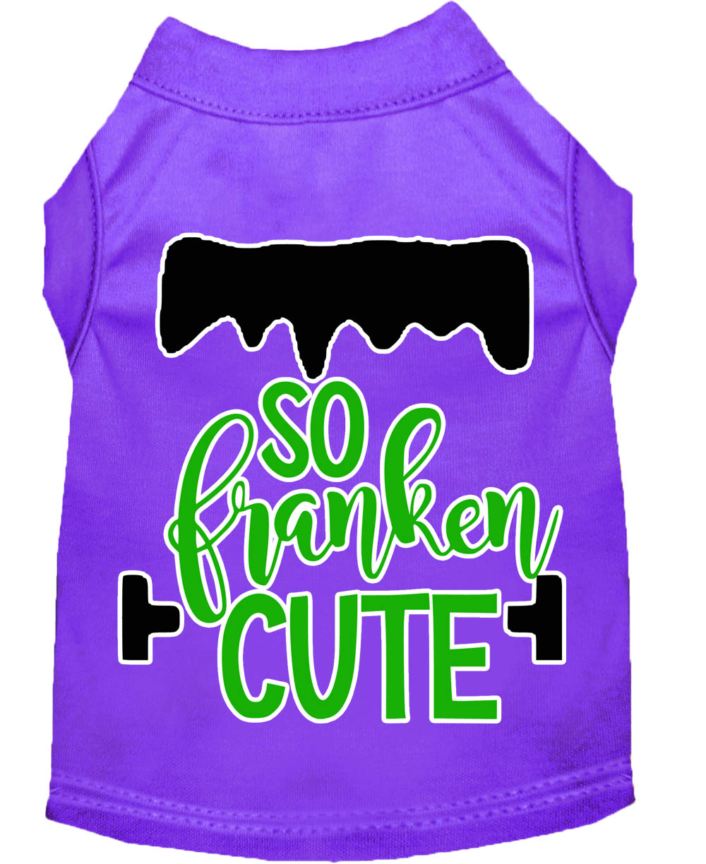 So Franken Cute Screen Print Dog Shirt Purple Lg